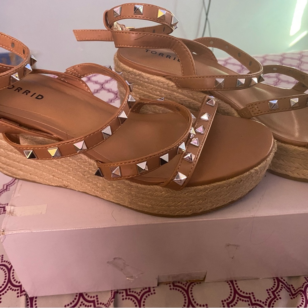 Torrid beige sandal wedges